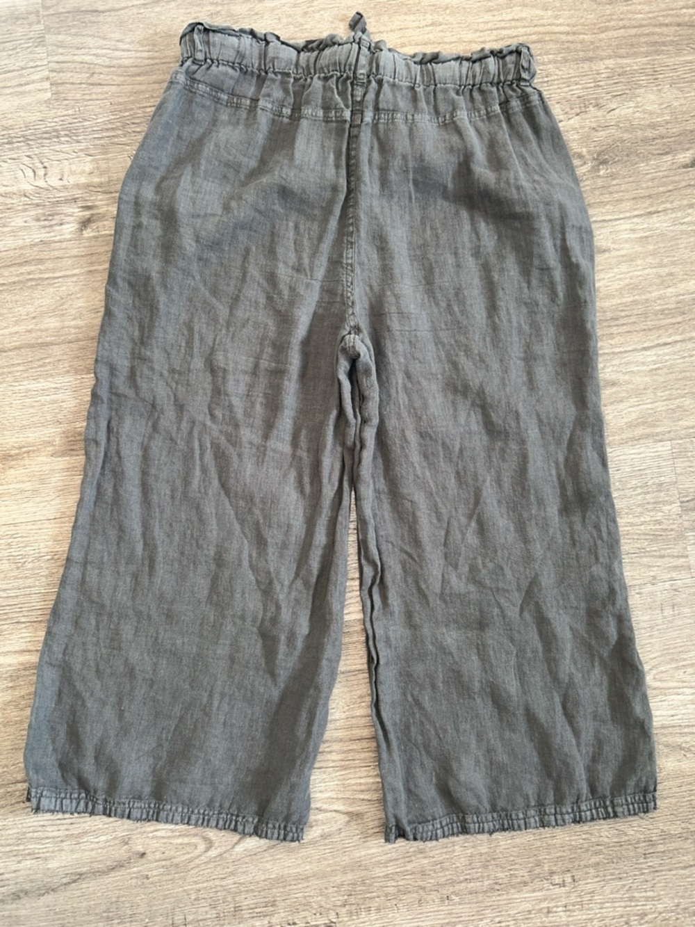 Anthro Cloth & Stone Linen Wide Leg Cropped Pants Raw Hem Paperbag M - Picture 8 of 9